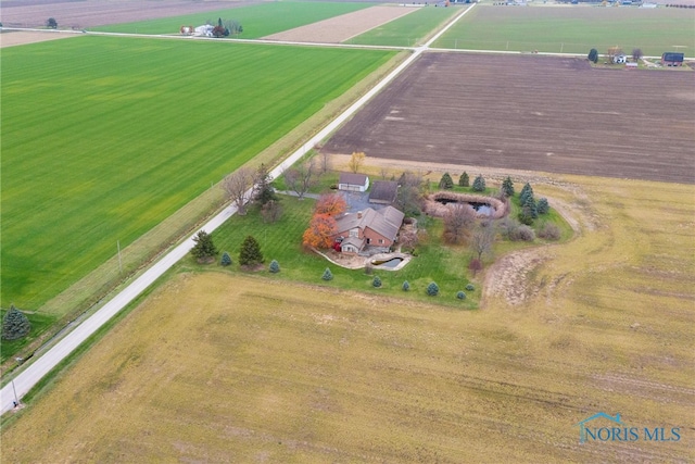 aerial view featuring a rural view