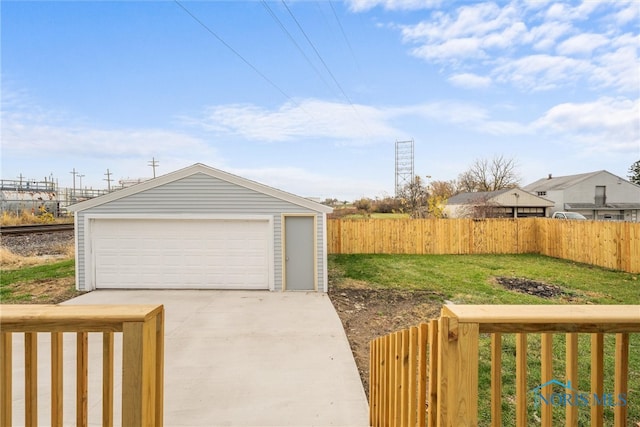 garage with a yard