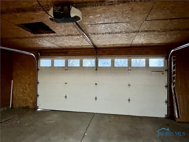 garage with a garage door opener