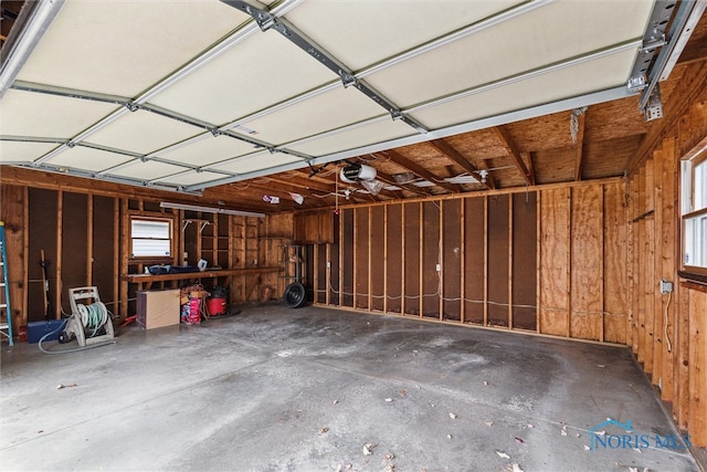 garage with a garage door opener