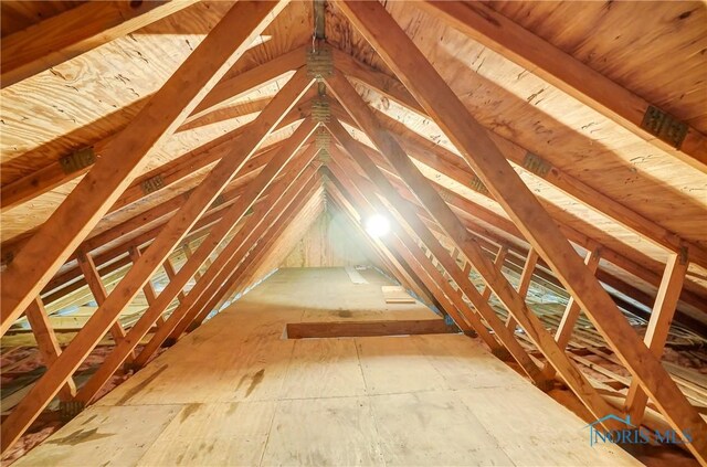 view of unfinished attic