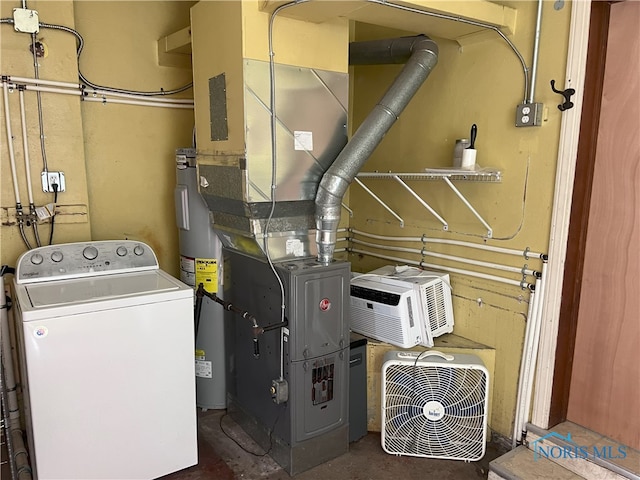 utility room with washer / clothes dryer and electric water heater