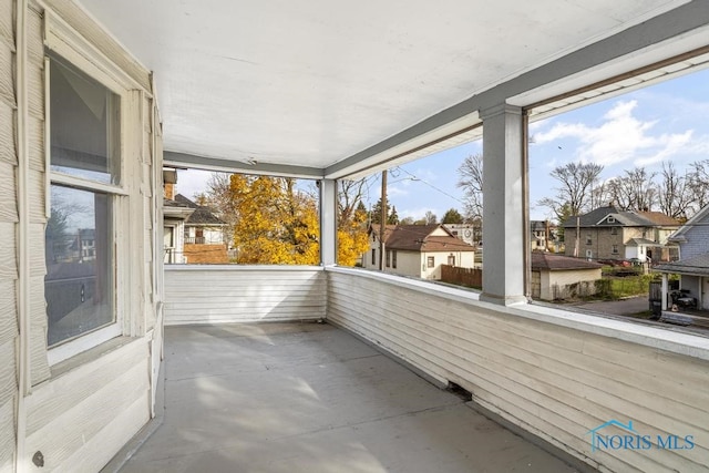 view of unfurnished sunroom