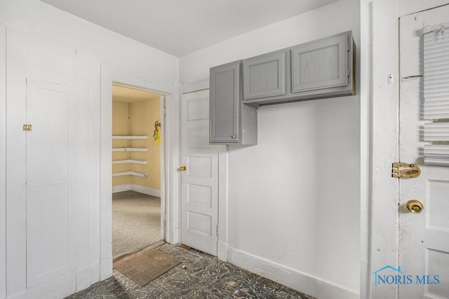 kitchen with gray cabinetry