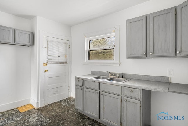 kitchen featuring gray cabinets and sink