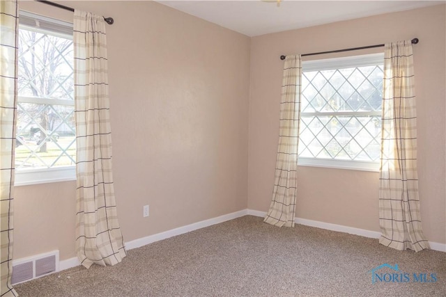 empty room with plenty of natural light and carpet floors