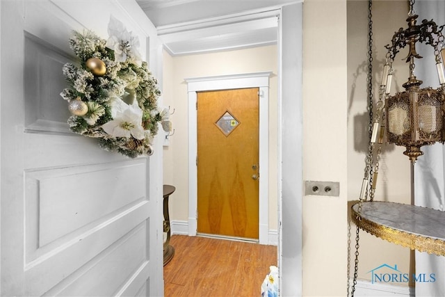 foyer with light hardwood / wood-style floors