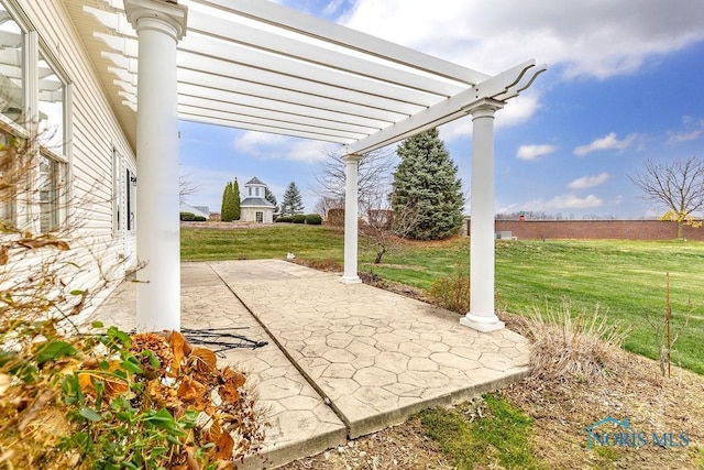 view of patio / terrace featuring a pergola