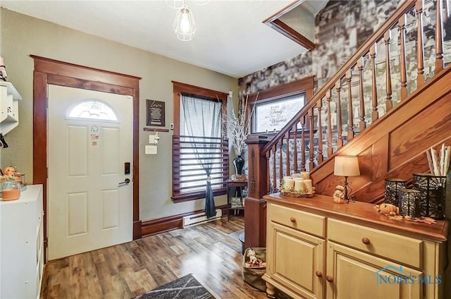 foyer entrance featuring dark wood-type flooring