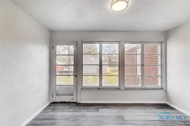 empty room featuring wood-type flooring and a wealth of natural light