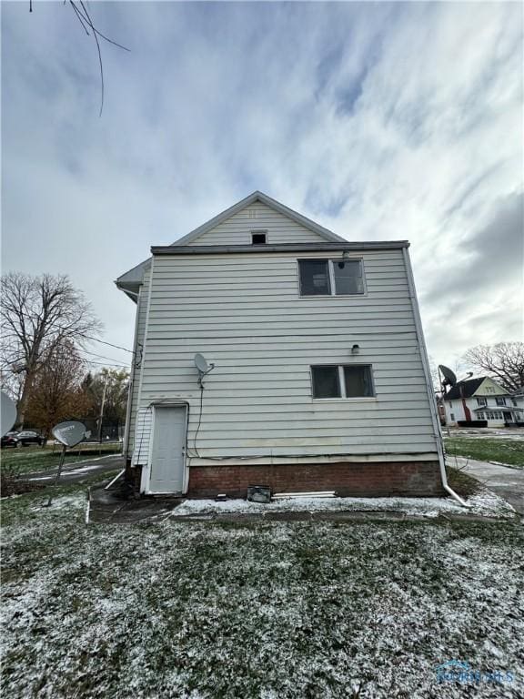 view of snow covered exterior