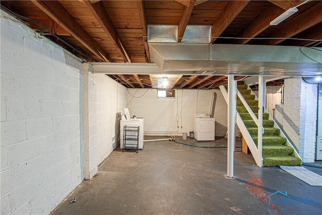 basement with washer / clothes dryer