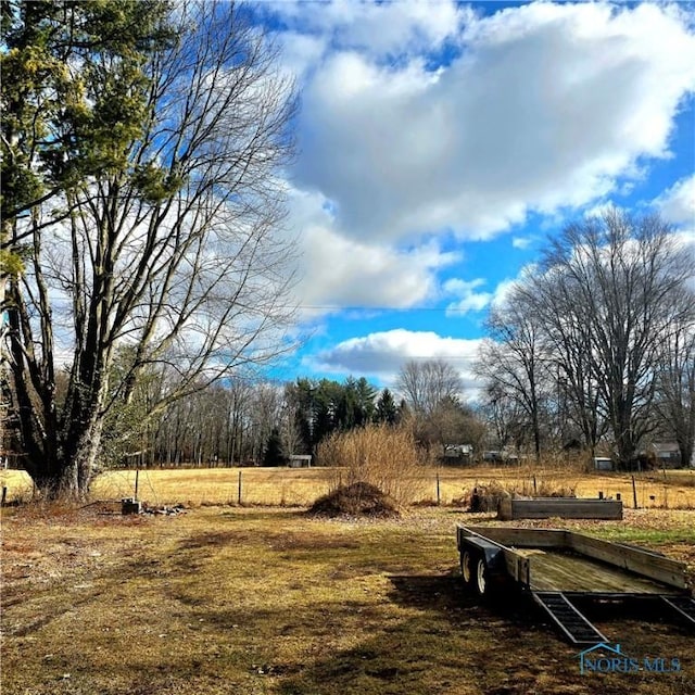 view of yard with a rural view