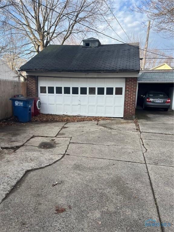 view of garage