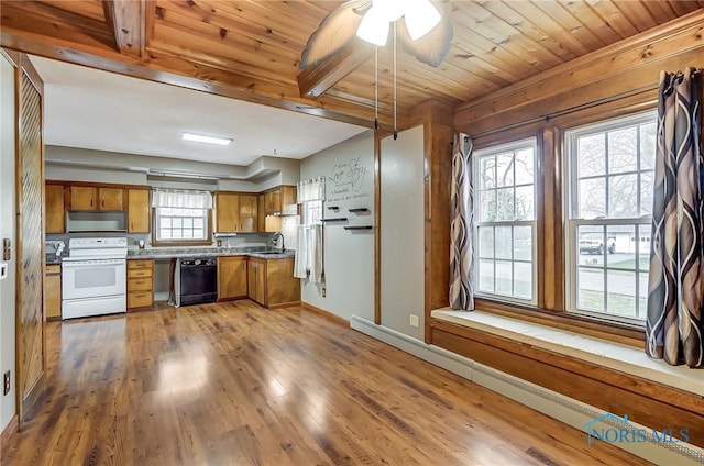 kitchen with a healthy amount of sunlight, sink, wood-type flooring, and stainless steel appliances