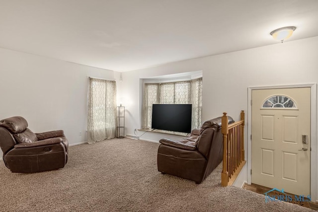 living room featuring carpet floors