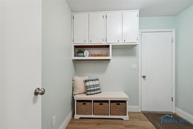 mudroom featuring light wood-type flooring