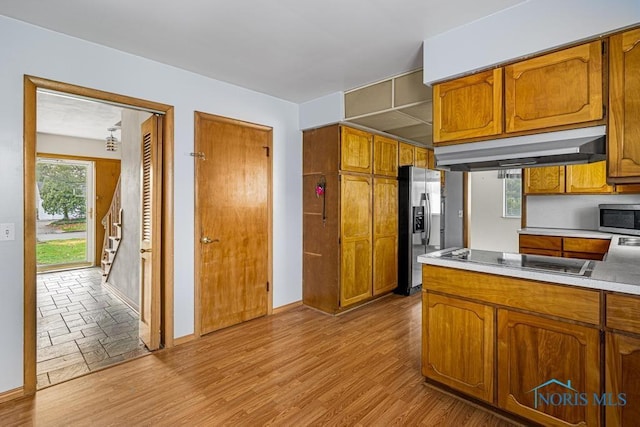 kitchen featuring light hardwood / wood-style floors and appliances with stainless steel finishes