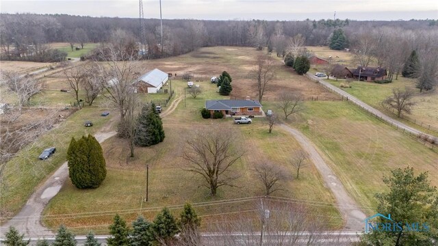 drone / aerial view featuring a rural view