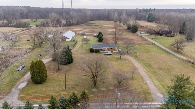 bird's eye view with a rural view