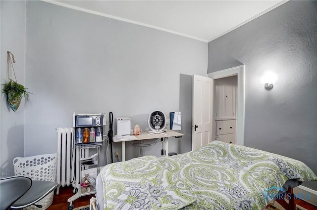 bedroom with radiator heating unit