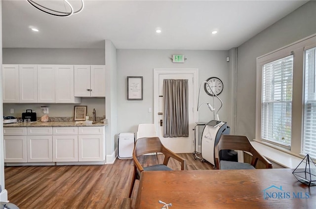 dining room with wood-type flooring