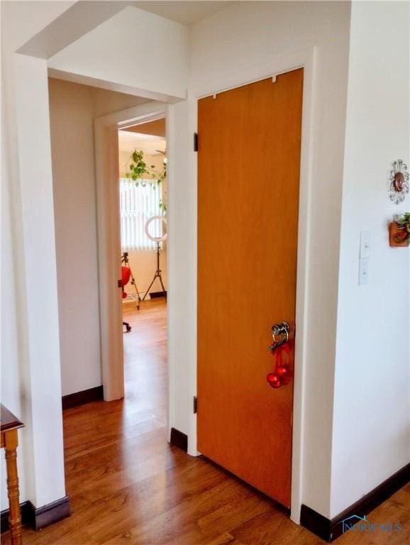 corridor featuring wood-type flooring