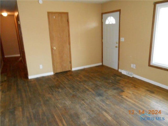 foyer entrance featuring dark hardwood / wood-style flooring