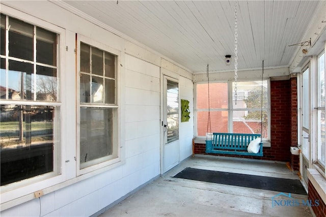 view of unfurnished sunroom