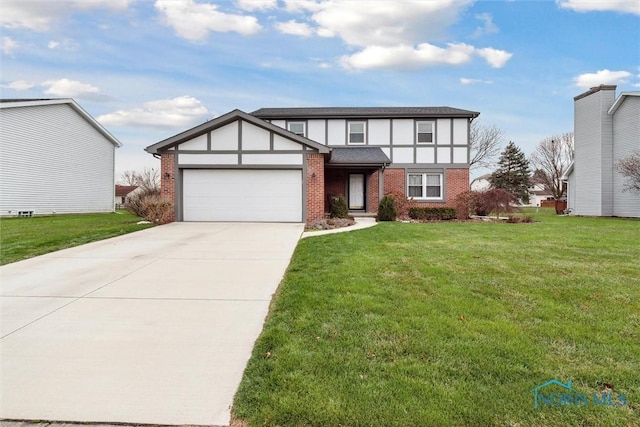 view of front facade featuring a front yard and a garage