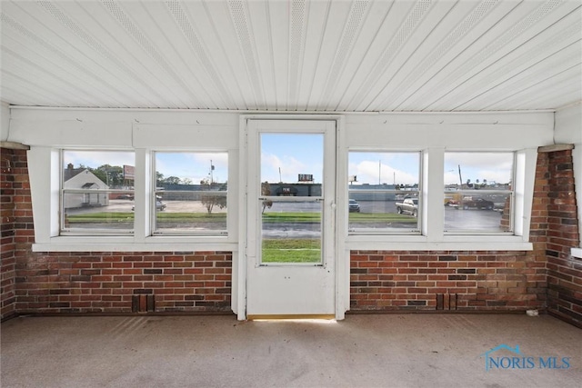 view of unfurnished sunroom