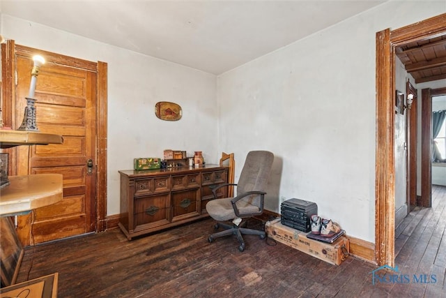 living area featuring dark hardwood / wood-style flooring