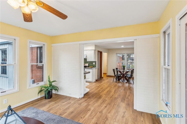 interior space with light hardwood / wood-style floors