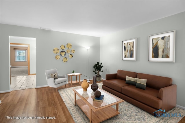 living room featuring light hardwood / wood-style flooring