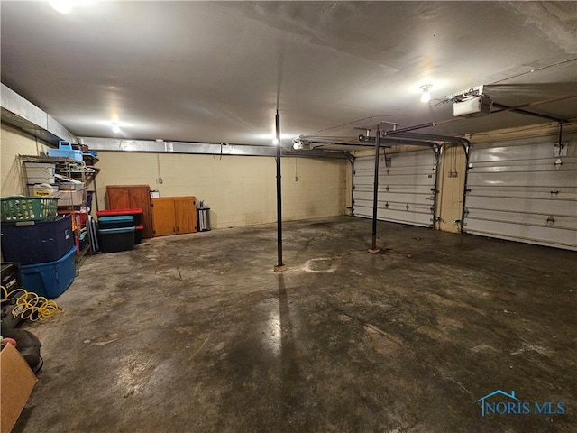 garage with a garage door opener