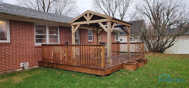 deck with a yard