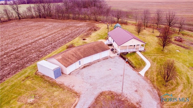 drone / aerial view with a rural view