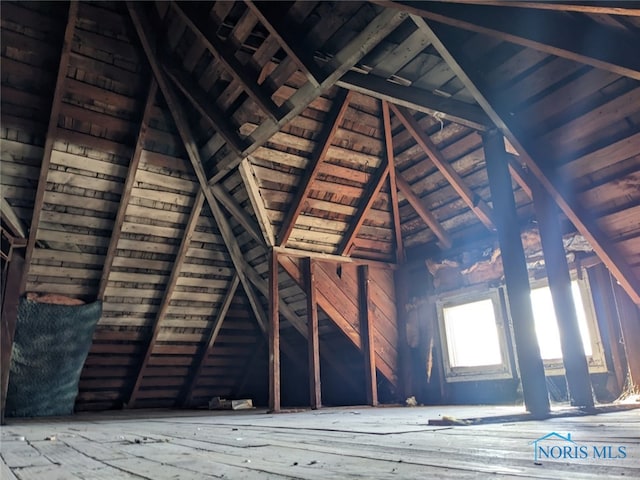 view of unfinished attic