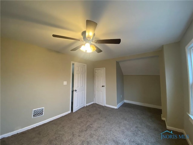 interior space featuring ceiling fan