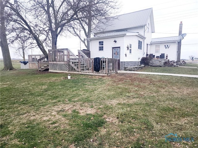 view of yard with a deck