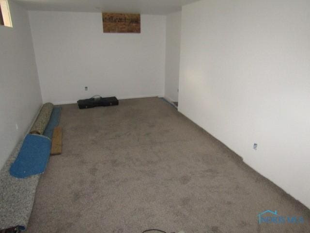 basement with carpet flooring