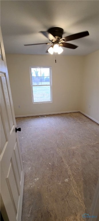 unfurnished room featuring ceiling fan