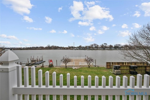 water view featuring a boat dock