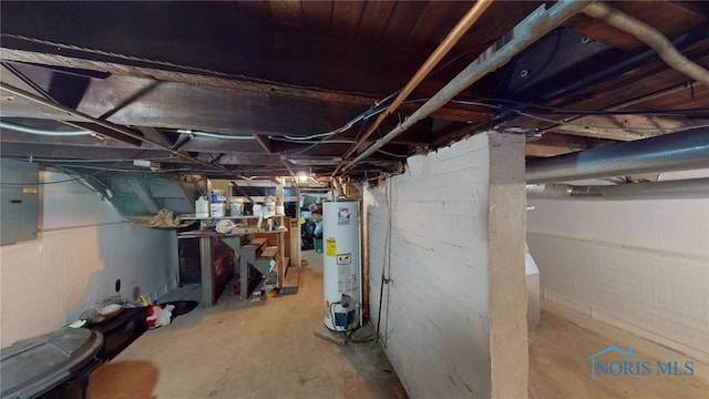 basement with water heater