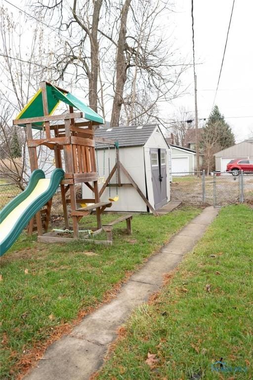 view of playground with a yard