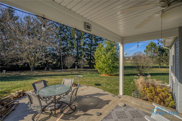 view of patio / terrace with ceiling fan