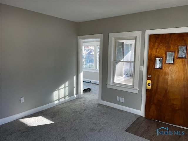 view of carpeted foyer entrance