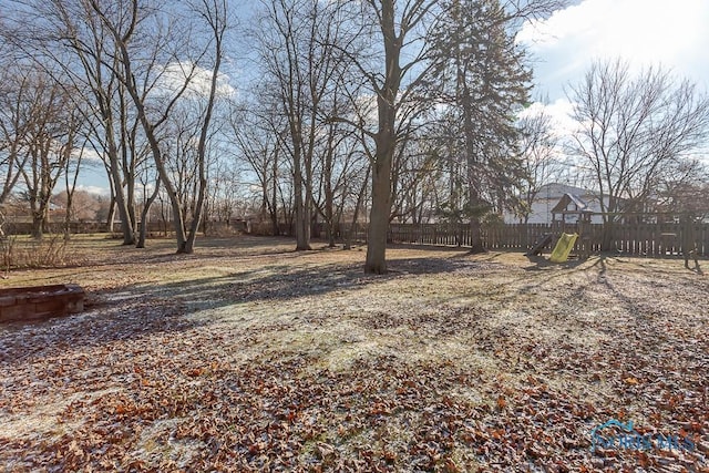 view of yard featuring a playground