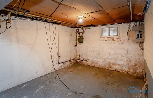 basement with electric panel