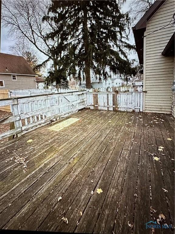 view of snow covered deck